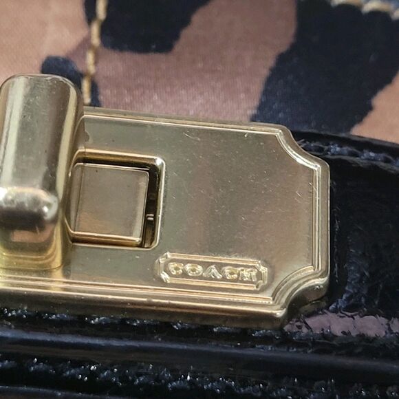 Coach Leopard Print Shoulder Bag - Black and Tan - Picture 5 of 16